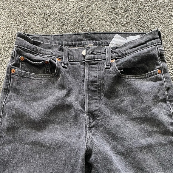 Washed Black Levi High Rise Jean with Button fly - Picture 2 of 6
